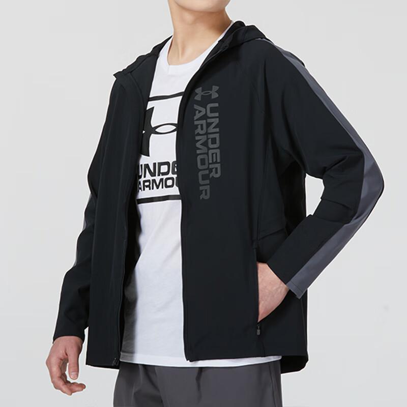 Under Armour Buchstabendruck Fitness Trainings Hoodie Jacke Herrenjacken Schwarz 1377486-002