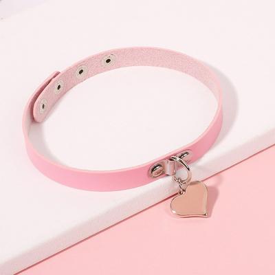 Femme Cœur Cuir PU Gothique Collier Rock Punk Collier