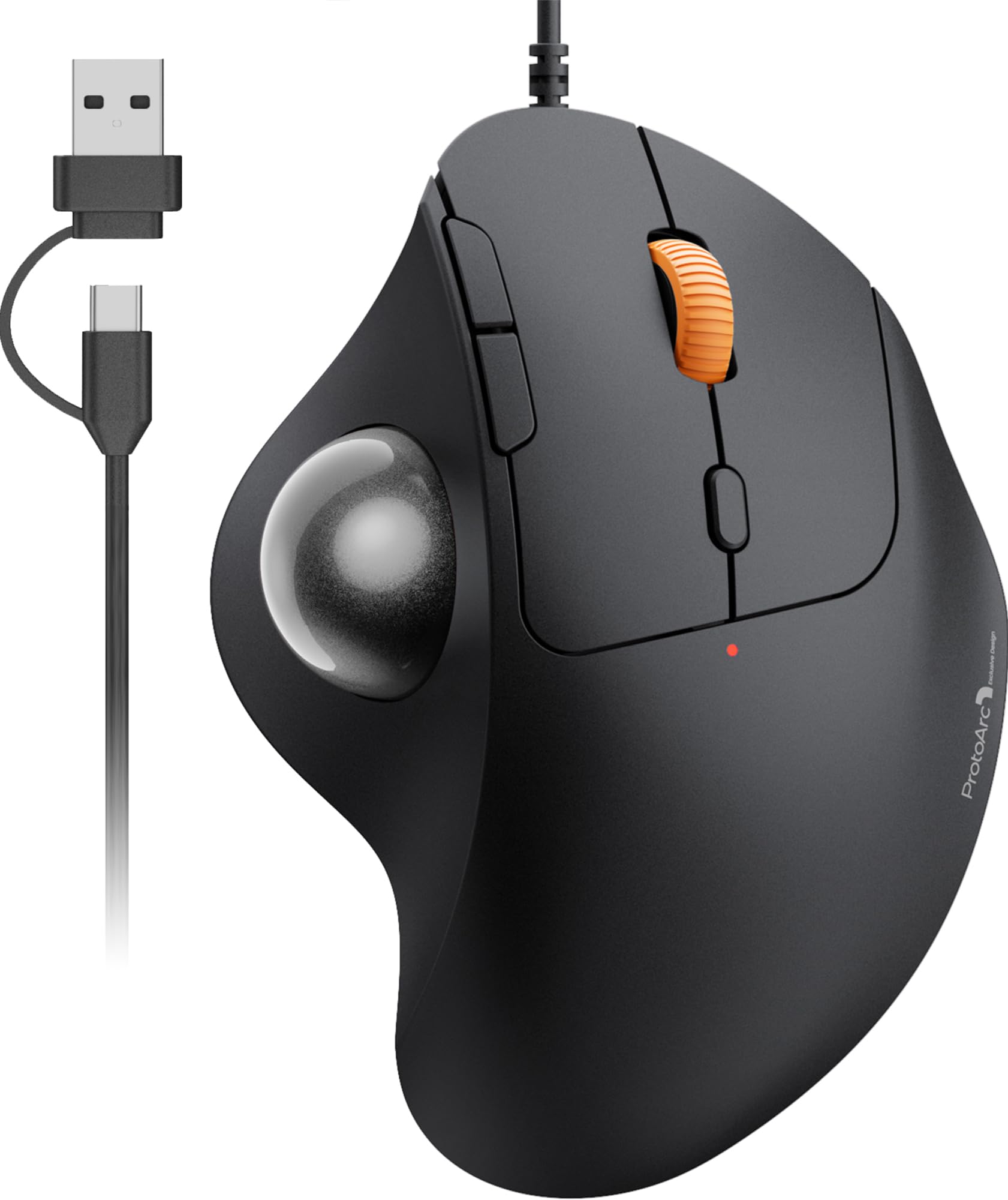 

ProtoArc Trackball Compatible with DPI Thumb Operation Silent 6 34mm in Mouse, Wired, USB-C/USB-A, 4-level Adjustable, Mouse, Trackball, Type,
