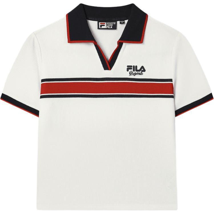 

Fila Оригинальная универсальная модная повседневная футболка-поло с коротким рукавом женские топы белая F11W439101F-WT S