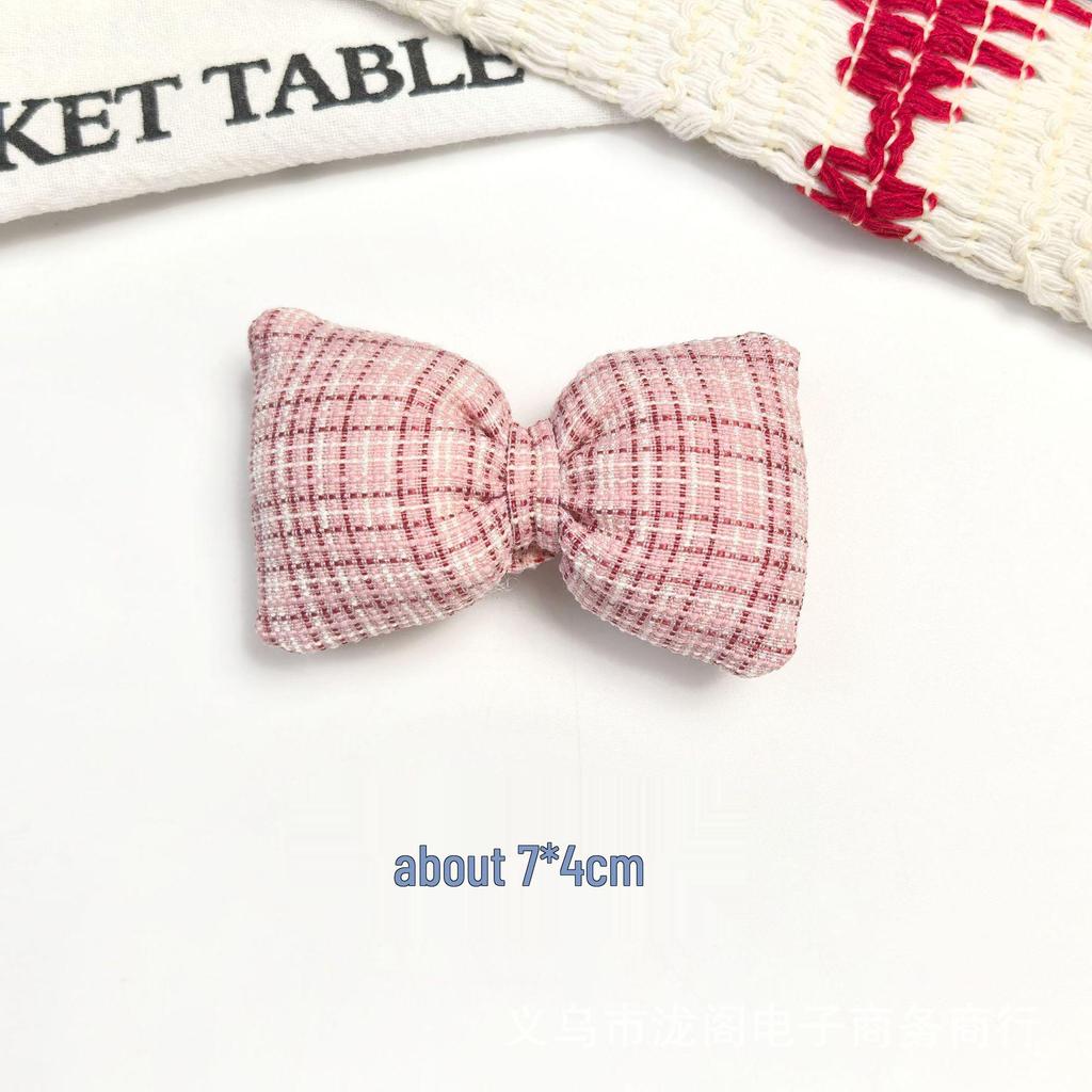 New Cotton-Filled Plaid Bow Knot Hair Clip & Scarf Decoration - Korean Style DIY Jewelry