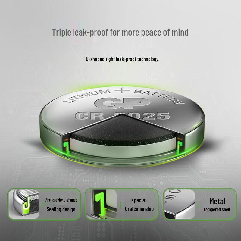 GP CR2025 3V Lithium Button Cell Battery CN plug (adapter included)