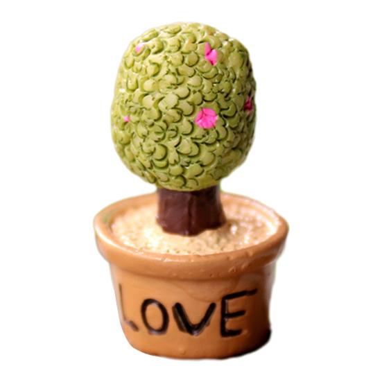 Mini Resin Cactus Plants Miniature Artificial Greenery Potted Cactus Figurine for Cake Topper DIY Micro Landscape Home Fairy Garden Plant Pots Bonsai