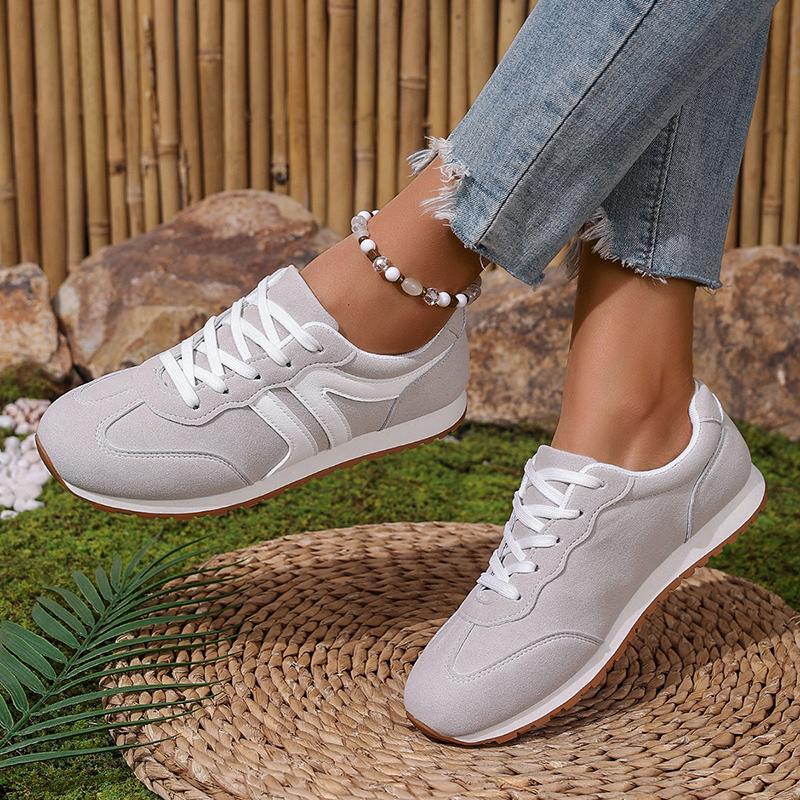 Fashion Women's Lightweight Casual Sneakers Fashion Non Slip Lace Up Sports Shoes for Women Striped Pattern Comfortable Walking Shoes