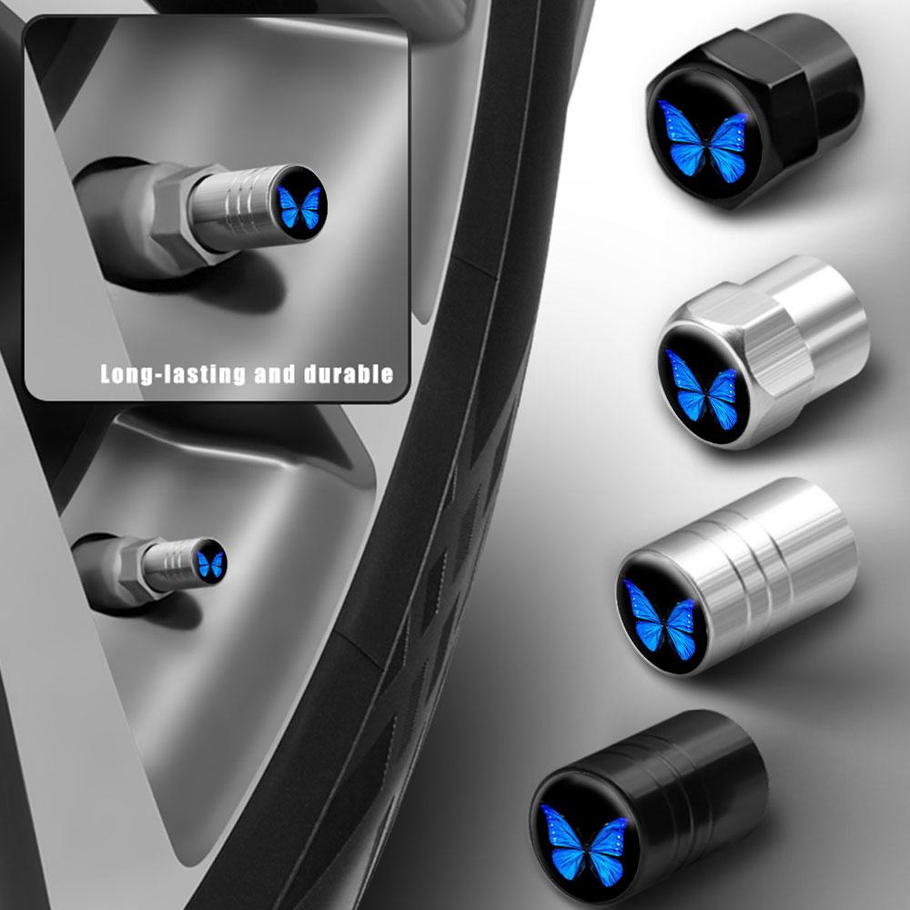 4PCS Universal DIY Car Wheel Tire Air Valve Caps Stem Car Stickers For Cars Motor Auto Accessories Decor Gift ,For Butterfly Shape