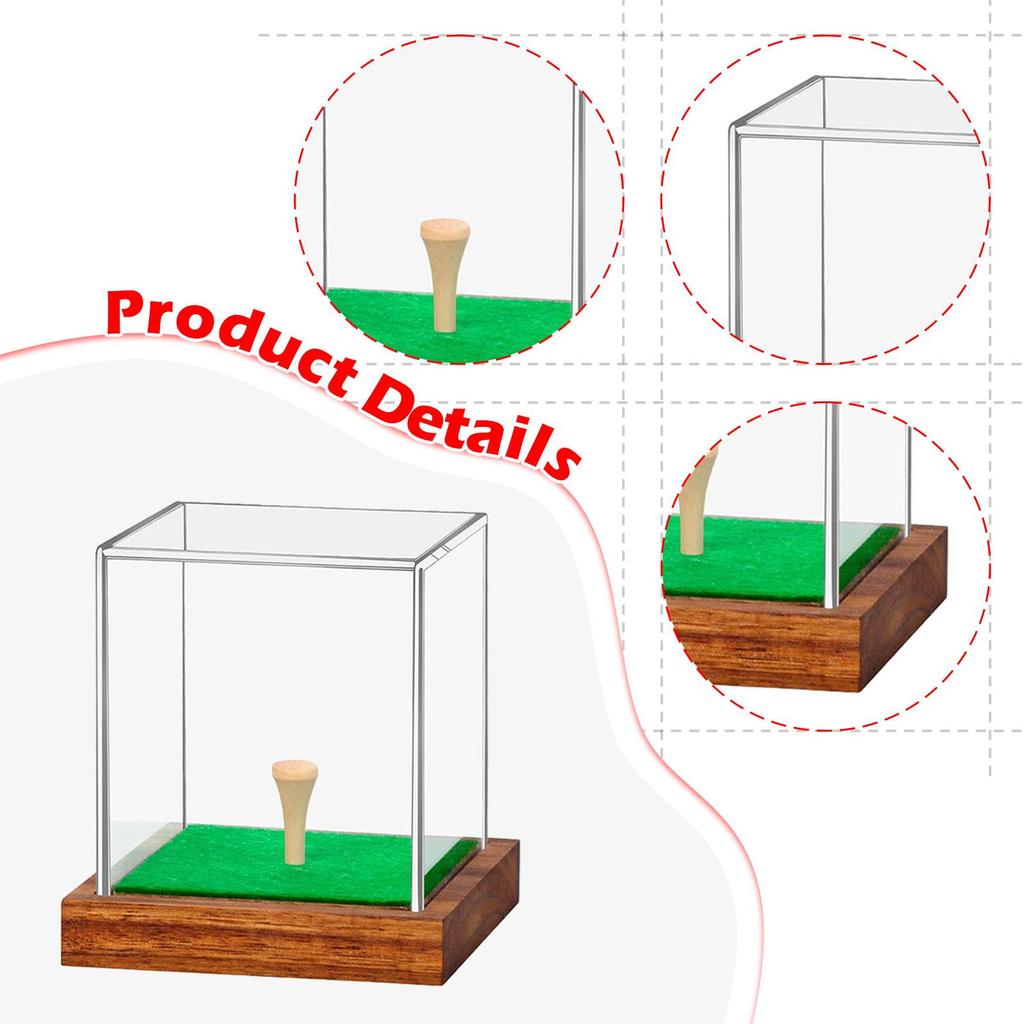 Clear Golf Ball Protection Storage Case Acrylic Wood Base Dustproof Showcase For Sports Collectibles