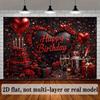 2D Flat Red & Black Birthday Banner 2D Fabric Backdrop for Adult & Romantic Birthday Party Decoration