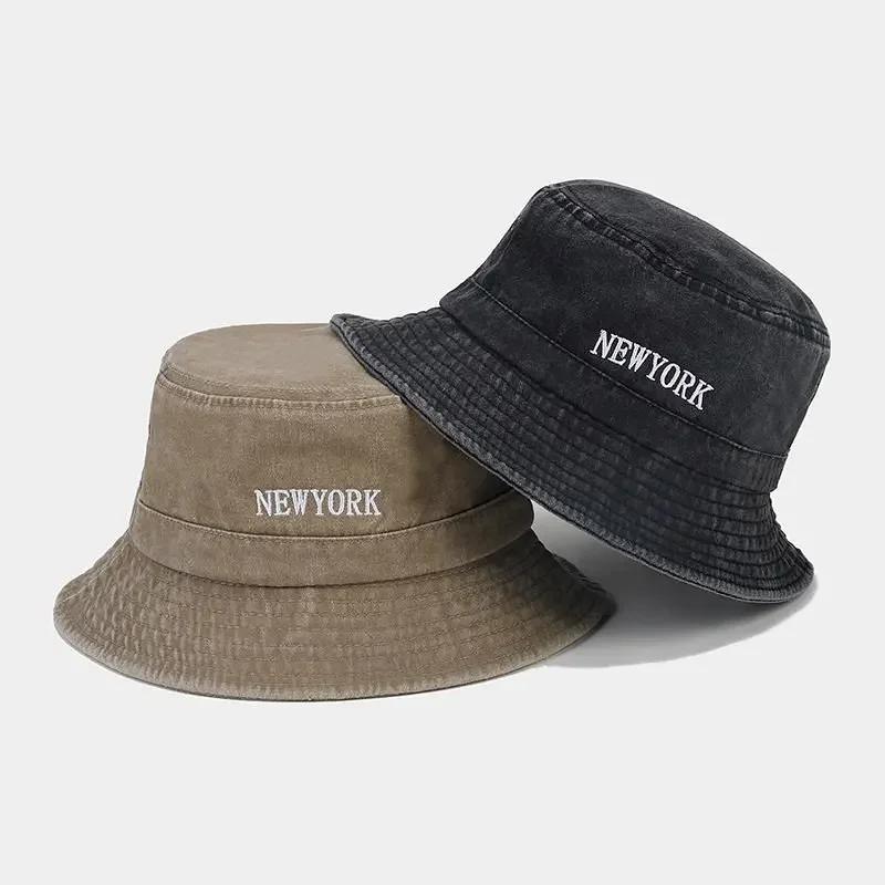 Spring and Summer Cotton Letter Bucket Hat Fisherman Hat Outdoor Travel Sun Cap for Men and Women 85
