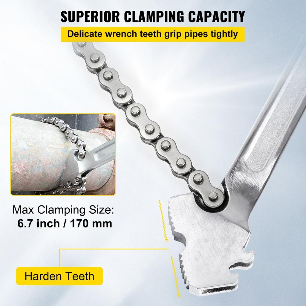 24 Inch Pipe Chain Wrench Heavy Duty 6.7 Inch Chain Wrench