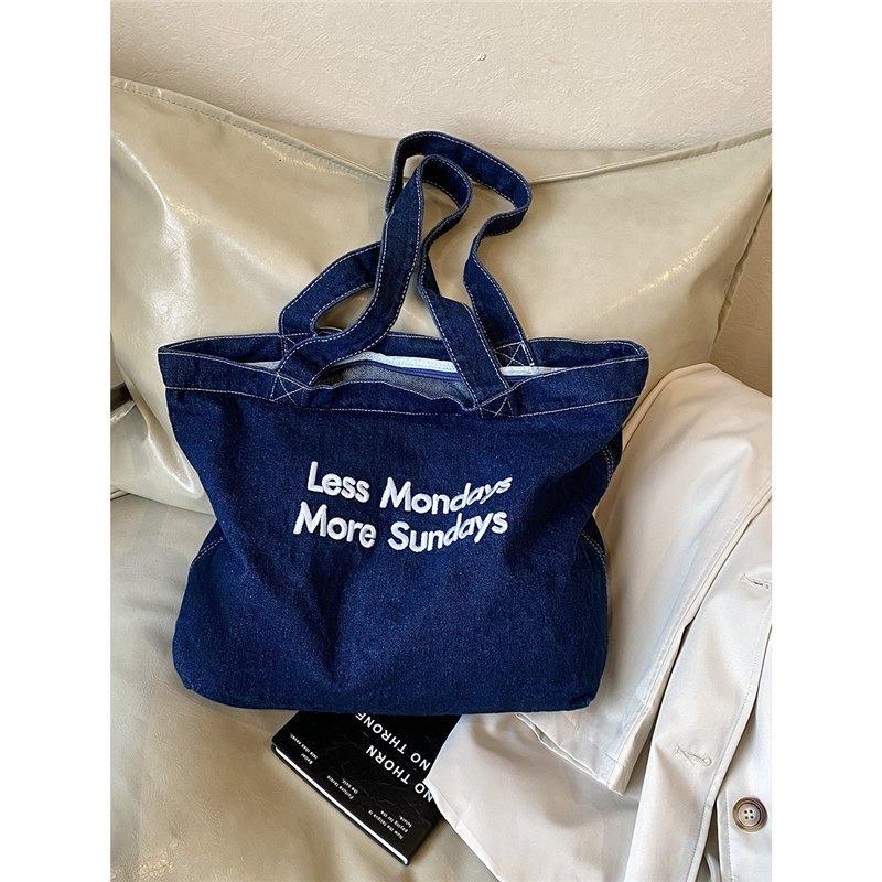 Denim Canvas Large-capacity Bag Women's New Fashion Shoulder Bag Fashion Outdoor Commuter Tote Bag