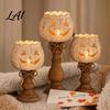 Harvest Theme Home Decorations Rustic White Pumpkin Tealight Candle Holder Set Farmhouse Halloween Tea Light Party Table Accents Holders Decor Fall
