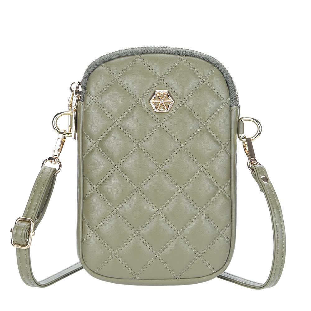 

BOISEEN Mobile Phone Bag Women s European and American Rhombus Small Bag Double Zipper Crossbody Women s Bag Women s Vertical Change Bag зелёный