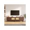 TV Stand - MUVOE - 180 Cm - Dark Wood - 2 Rattan Doors - 4 Spacious Drawers