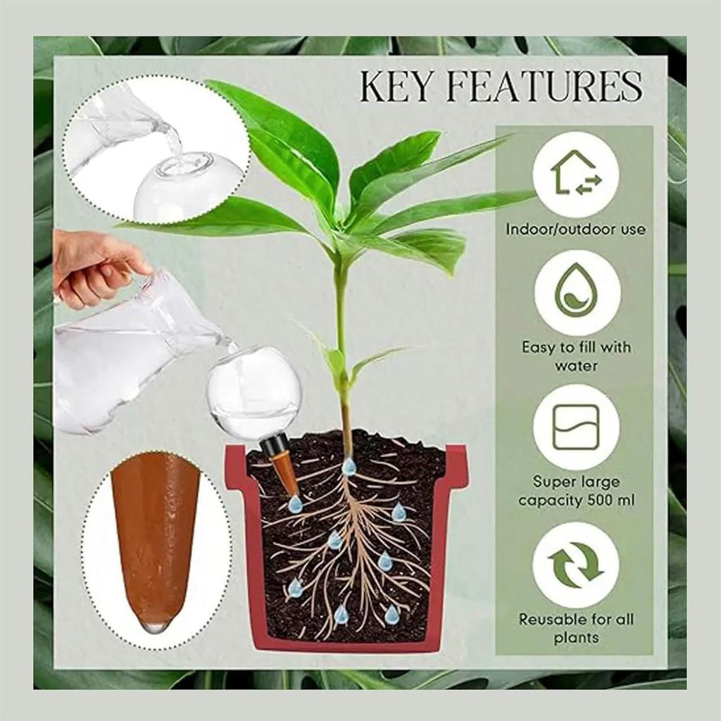 Vnitřní automatická zavlažovací koule, Květináčová zapichovací automatická zavlažovací koule s pomalým uvolňováním a kapkovou regulací pro vnitřní a venkovní rostliny