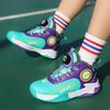 Autumn/Winter Warm Boys' Leather Rotating Buckle Basketball Shoes with Velvet, Children's Sports Professional Basketball Shoes