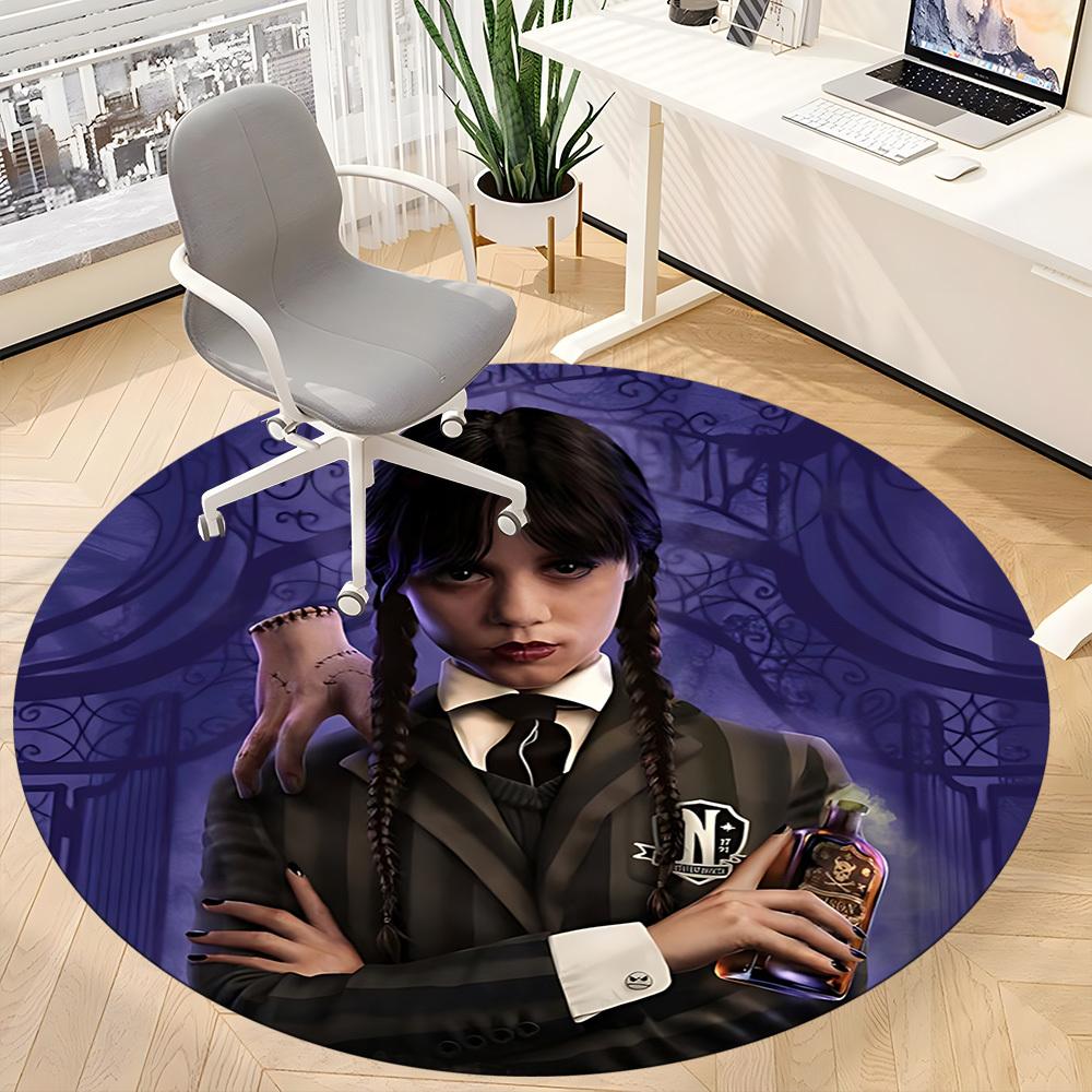 1PC Wednesday Addams Office Round Rug, Non-slip, Soft and Durable Office Rug for Interior Decoration, Perfect for Office, Beautiful Decoration