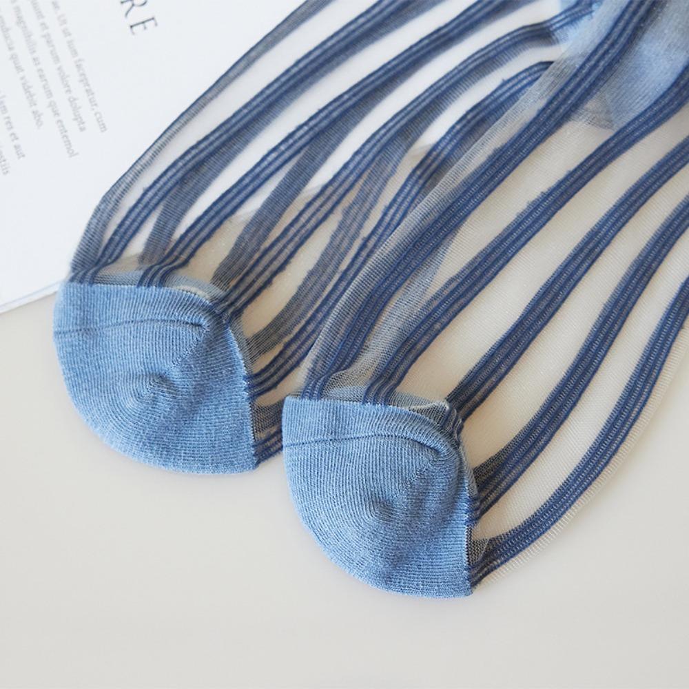 Striped Crystal Silk Socks Transparent Long Socks Fashion Summer Socks  Women