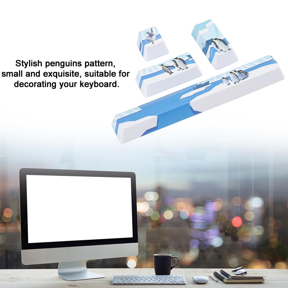Penguins Pattern Keycaps Kit SpaceEScEnterNumpad Enter Key Cap for Mechanical Keyboard(Penguins Pattern, 4Pcs )