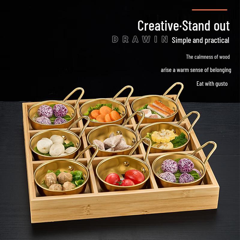 Holzservierplatte mit 6 Fächern