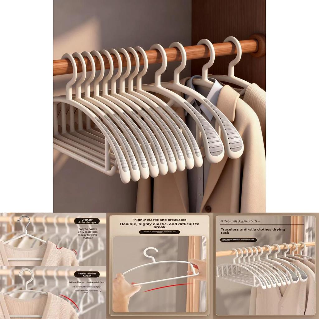 Kunststoff-Kleiderbügel, 10er-Pack, mit rutschfester Schulterstütze, für Zuhause und Wohnheim