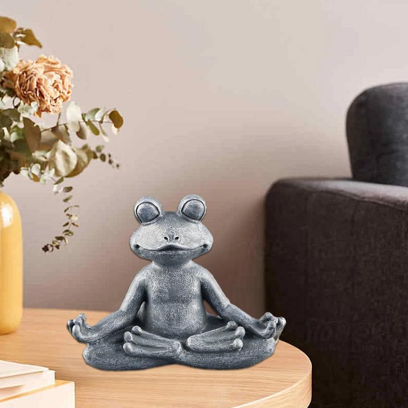 Frosch Gartendekoration Harz Yoga Zen Buddha Frosch Figur Haus Dekoration Glücksbringer Skulpturen für Terrasse Wohnzimmer Garten Außenbereich