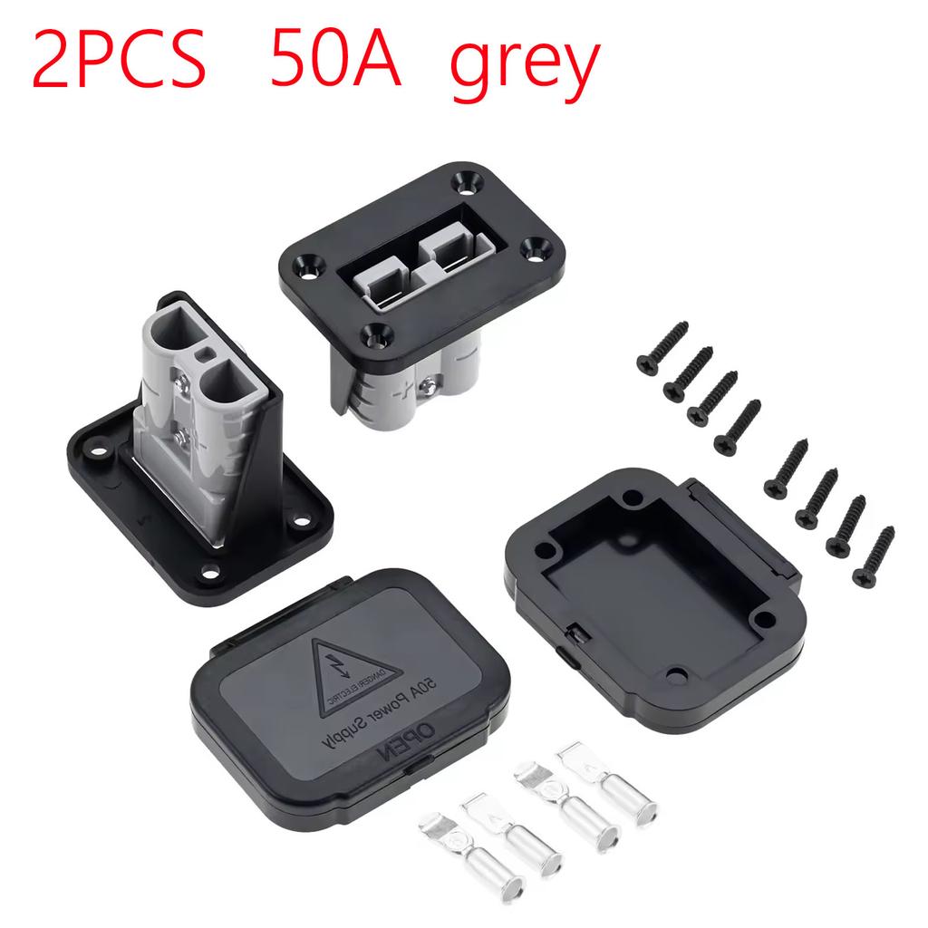 2pcs 50A/120A/175A Cable Connectors Plug For Anderson Plug Connector Flush Mount Bracket Panel Cover For Caravan Camper