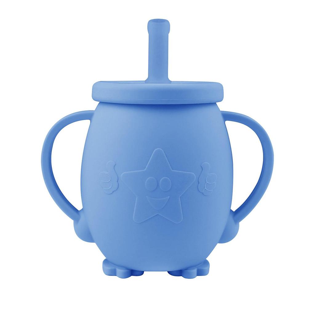 Silicone Toddler Training Cup with Straw Lid, Anti-fall Design