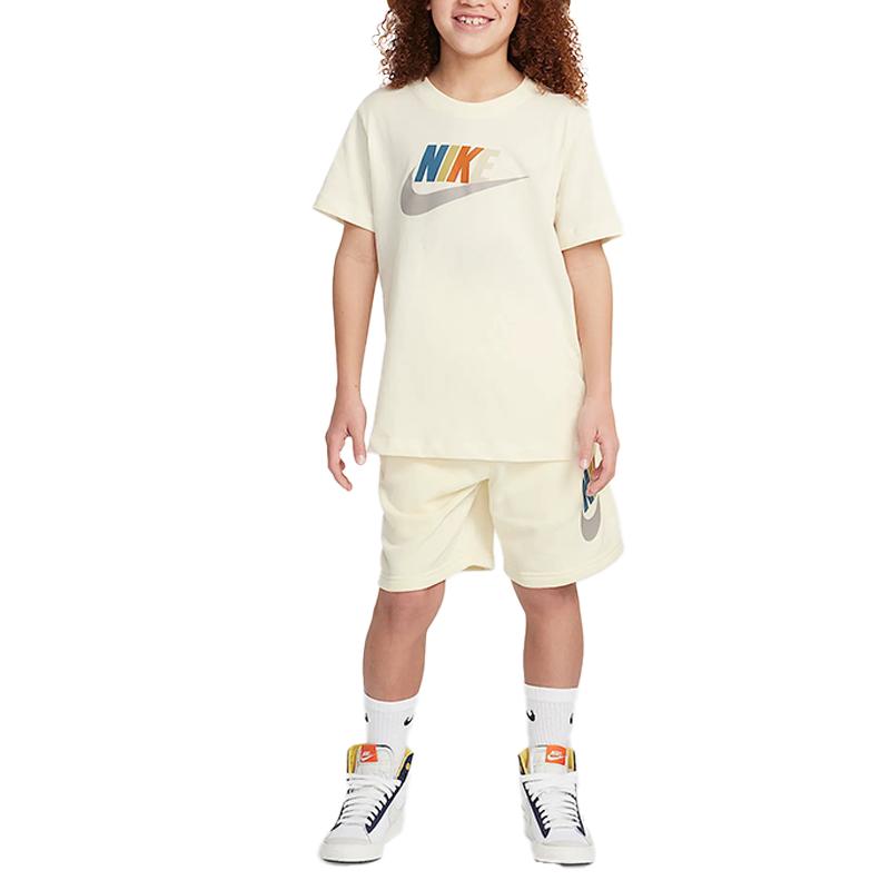 Nike Sportswear Breathable Comfortable Round Neck Pullover Short Sleeve T-Shirt Kids Tops Coconut-Milk FZ5178-113