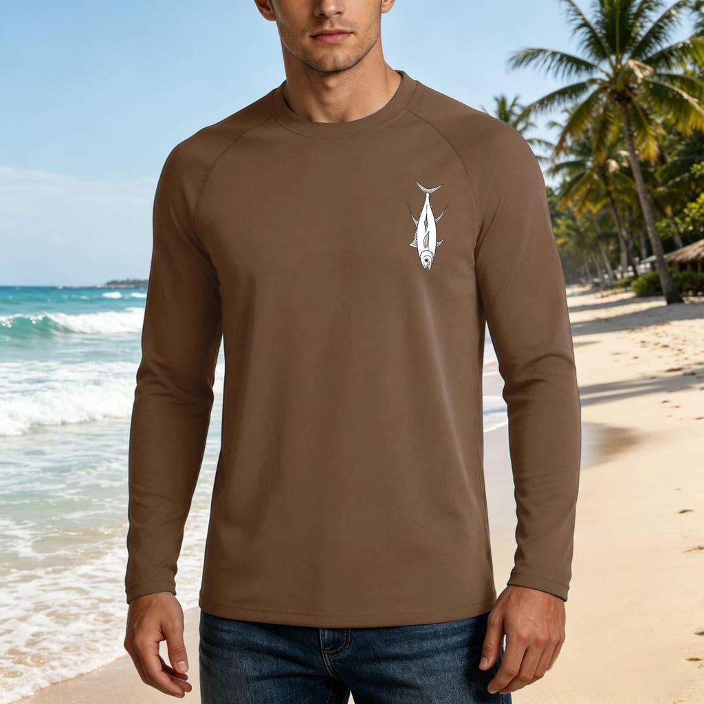 Men's Long Sleeve UPF 50 Plus Sun Protection Shirt Basic Breathable Loose Fit Outdoor Casual T-Shirt with Quick Dry Cooling Fabric