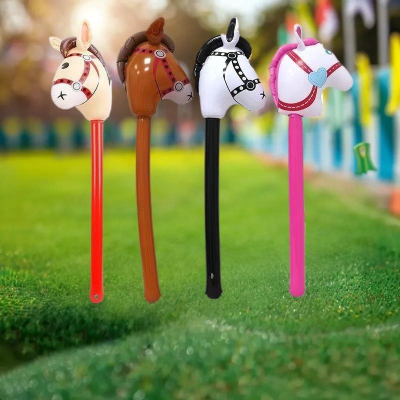 1 Stück Aufblasbarer Pferdekopf-Ballon Aufblasbares Pony-Stab-Spielzeug Halloween-Partyartikel Aufblasbarer Stab Kinderspielzeug