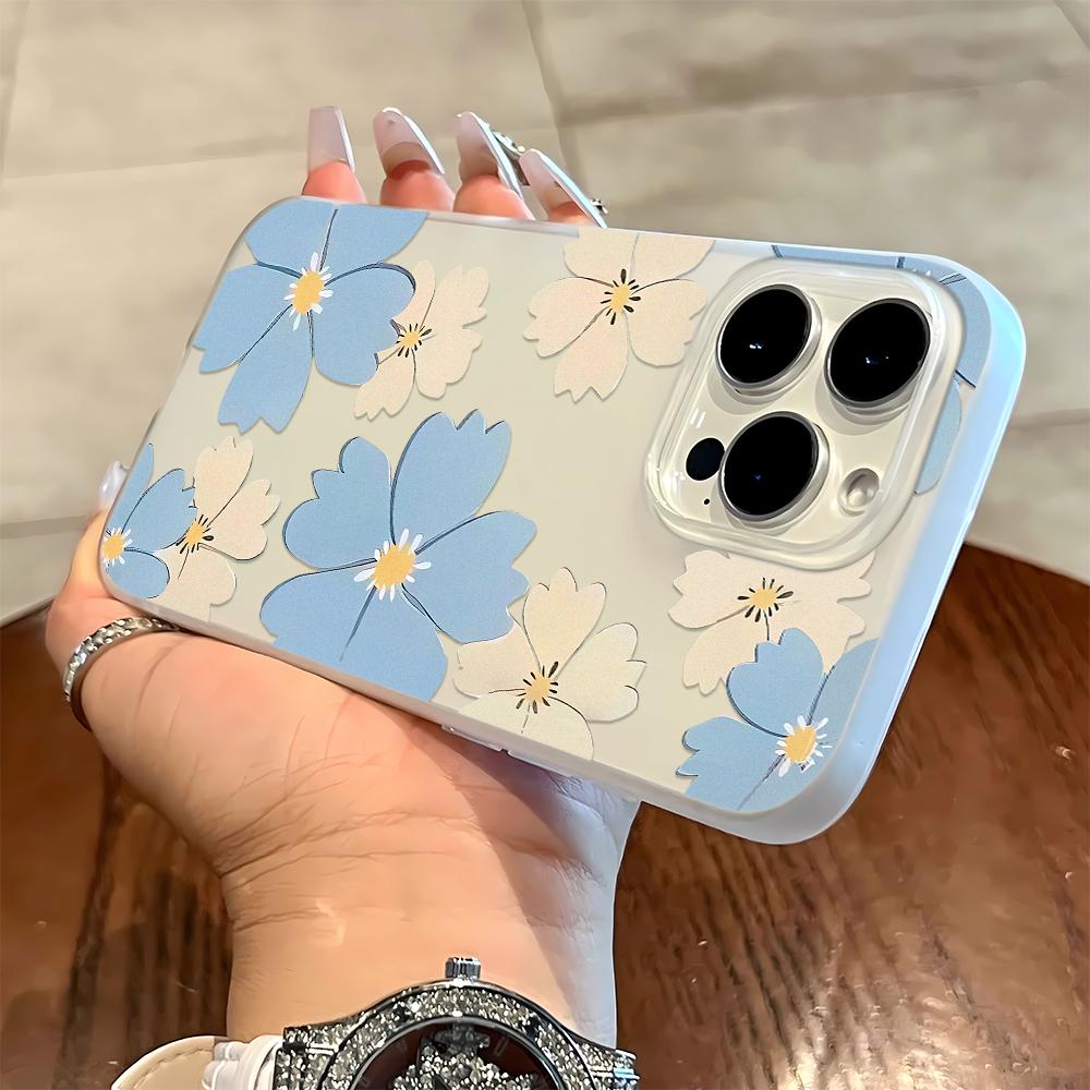 

White Flowers Blue Flowers Phone Case For IPhone 16 17 15 14 13 12 11 Pro Max 7 8 XR XS Transparent Silicone Soft Cover Case iphone 11 Pro
