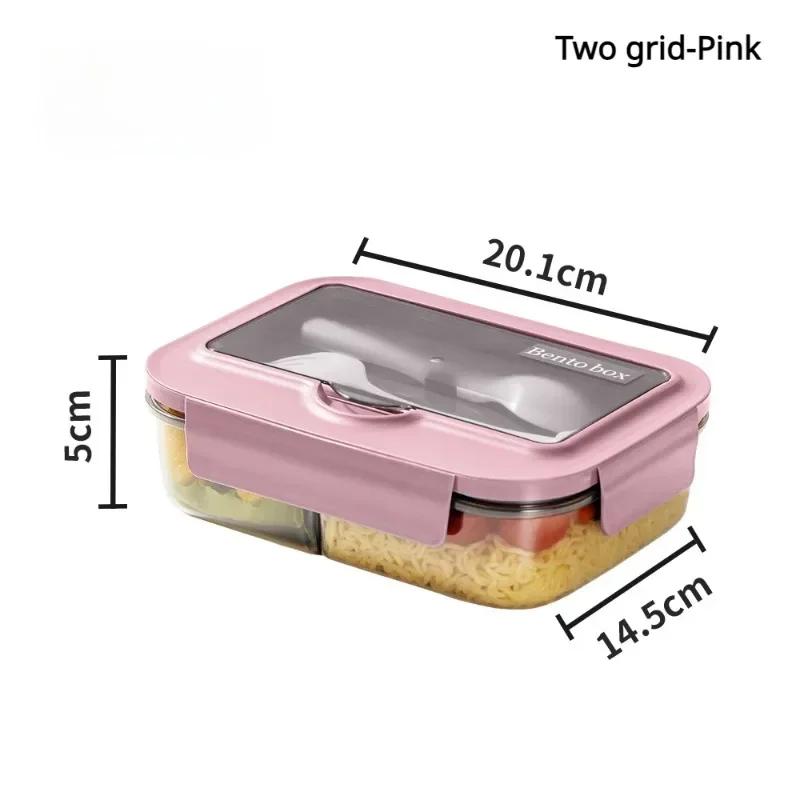 Lunch Box with Tableware for Office Workers Square Divided Microwave Oven Bento Box Leakproof Food Container for Picnic Camping