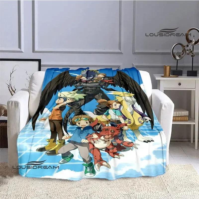 Coperta stampata cartone animato Digimon Coperta in flanella Coperta calda coperta da picnic Coperta da casa da viaggio fodere per letto Regalo di compleanno