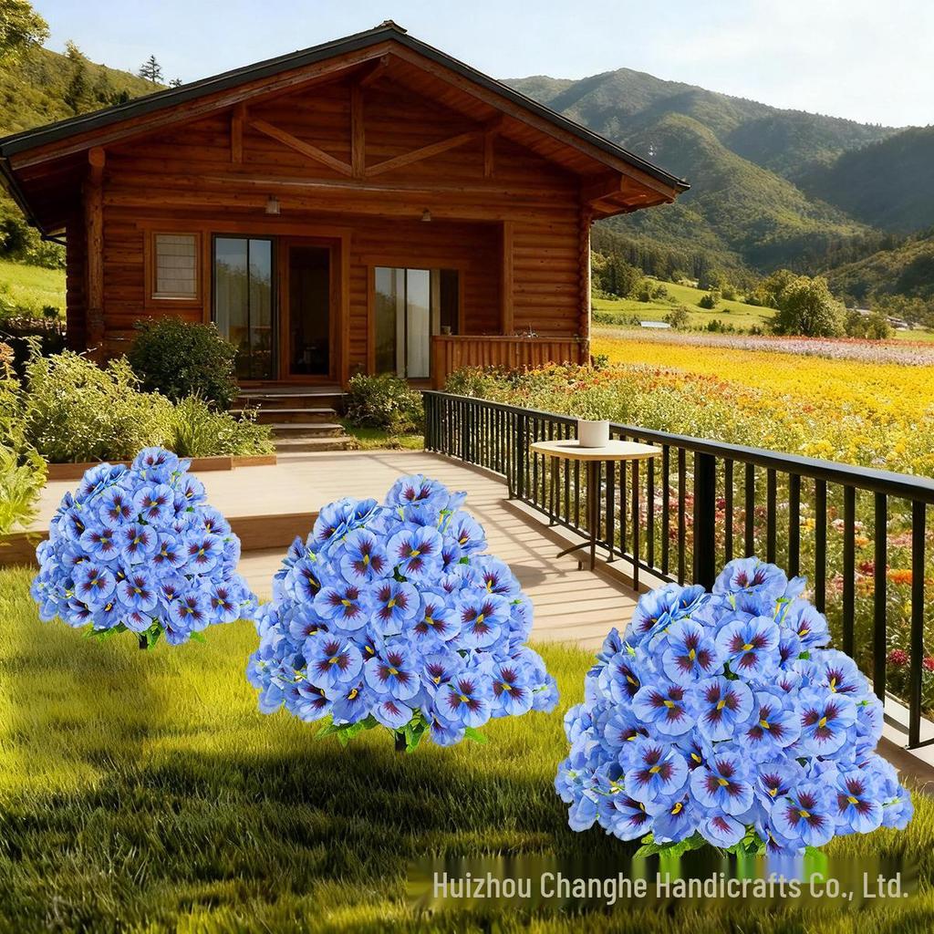 Künstliche Stiefmütterchen Schmetterlingsblume Gartenspieß für Außendekoration