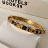 Vintage Enamel Flower Rhinestone Bangle Bracelet Women Alloy Oil Drip Floral Cuff Bracelet Boho Party Jewelry Gift