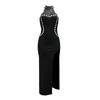 Women's Sexy Sleeveless Slit Dress Diamond Long Dress Evening Gown