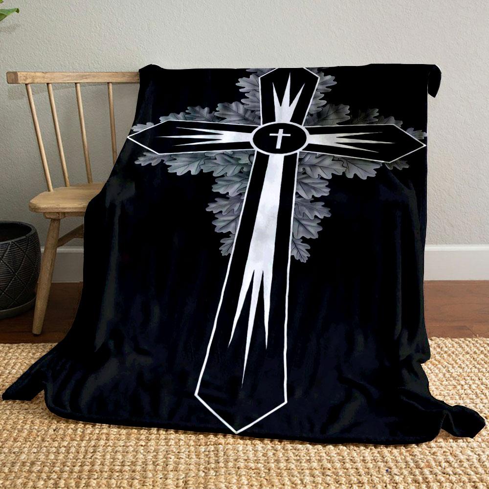 

Cross Oak Leaves Gothic Blanket Printed Blanket for Living Room Bed Couch lunch break Soft Cozy Blanket for Friend s festival Gift 80cm x 120cm