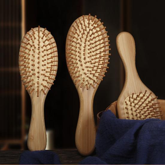 Bamboo Air Cushion Brush Men Women Scalp Massage Hair Comb Anti-static Portable Fluffy Hair Styling Detangling Paddle