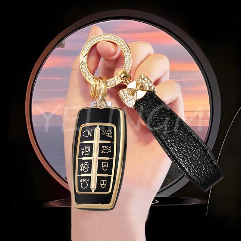 8 Buttons Tpu Car Key Cover Case For Hyundai Genesis G80 Gv70 Gv80     Remote Key Holder Auto Accessories
