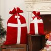 Christmas Candy Bag Xmas Treat Bag Fabric Snack Wrapping Bag Red Flocked Party Favor Bag for Holiday Decor Gift Wrapping