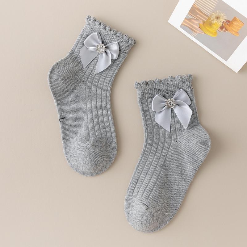 Kids Bow Socks Baby Girls Cotton Cute Socks for Girls Cute Bow Soft Toddlers Princess Children Tube Socken Spring Autumn
