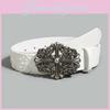 Punk Cross Flower Mens Leather Belt With Alloy Buckle For Casual Streetwear Fashion