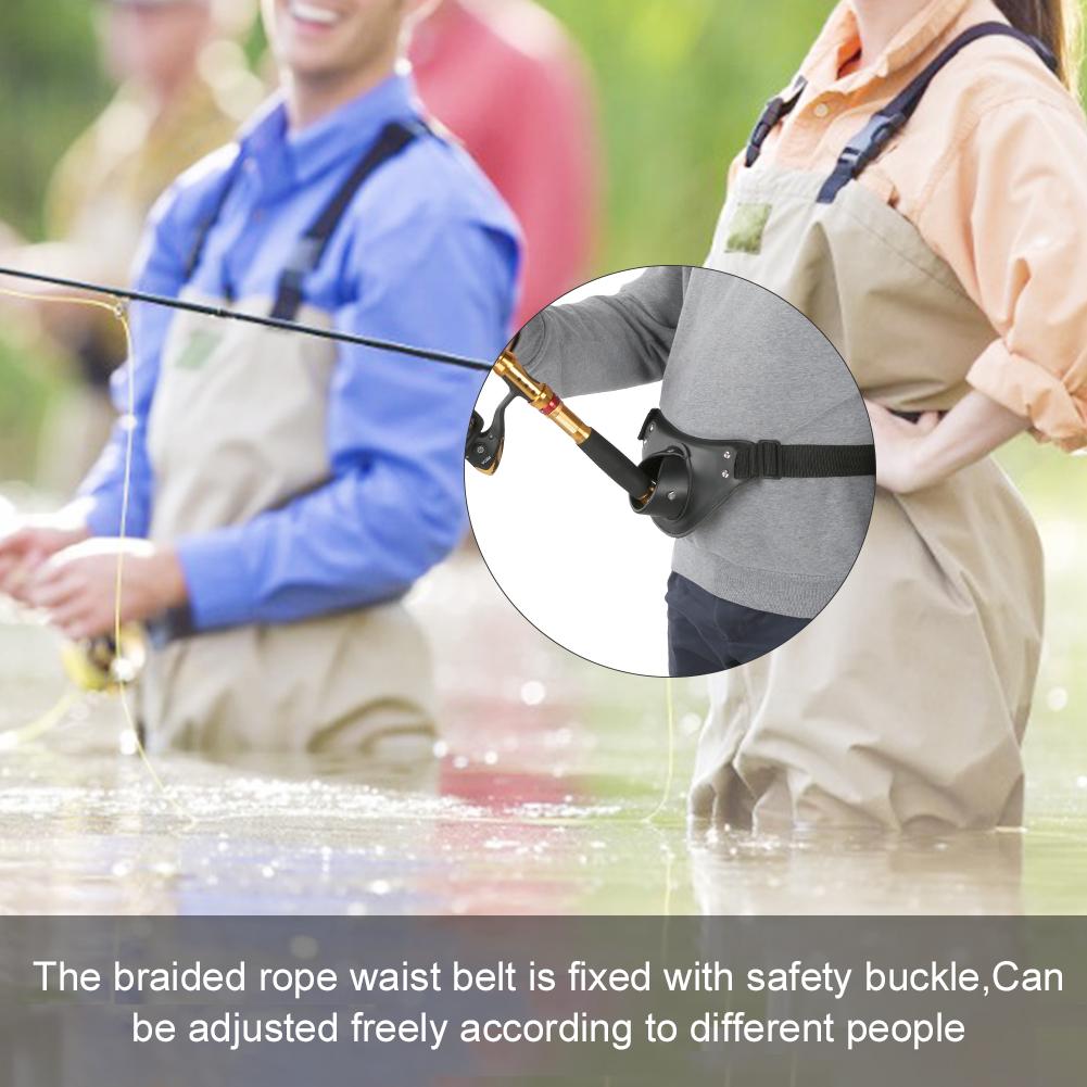 PU Leder Schwarz Verstellbar Drehbar Angel Kampf Hüftgurt Rutenhalter Professionelles Fischerzubehör