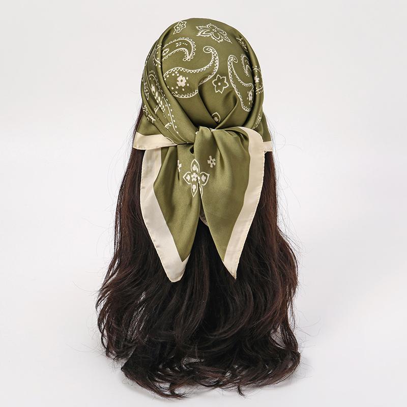 Fashion Print Silk Hairbands Scarf Women  Spring New Elagant Floral Bandana Neck Kerchief Head Bands Foulard Female Scarfs