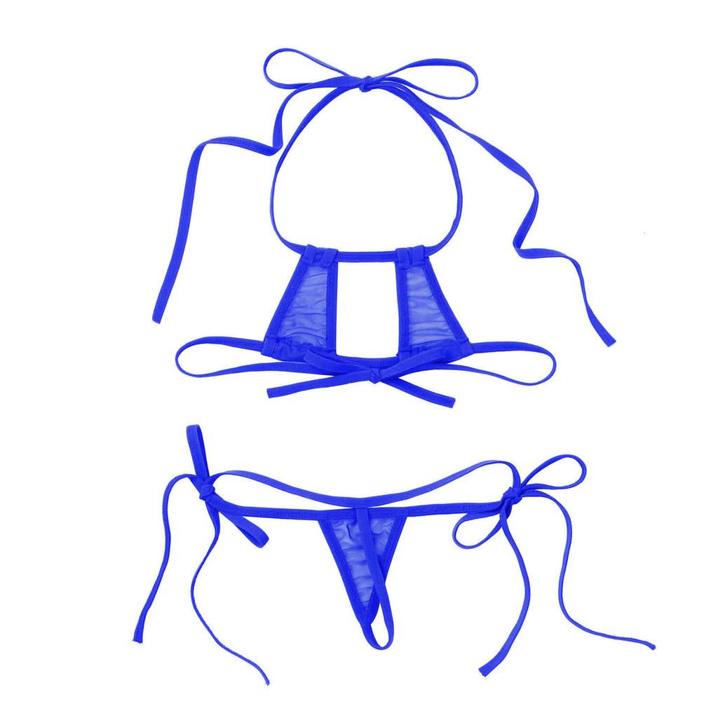 Damski Siateczkowy Zestaw Bikini na Ramiączkach Przezroczysty Design Mikro Trójkątne Stroje Kąpielowe Do Noszenia na Plaży Basenie