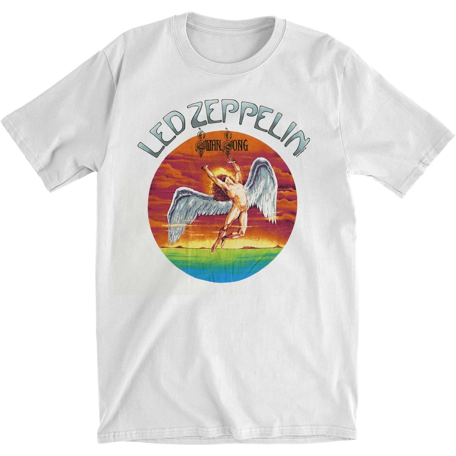 Men s Led Zeppelin Swan Song Sunset Slim Fit T-shirt Medium White XXL