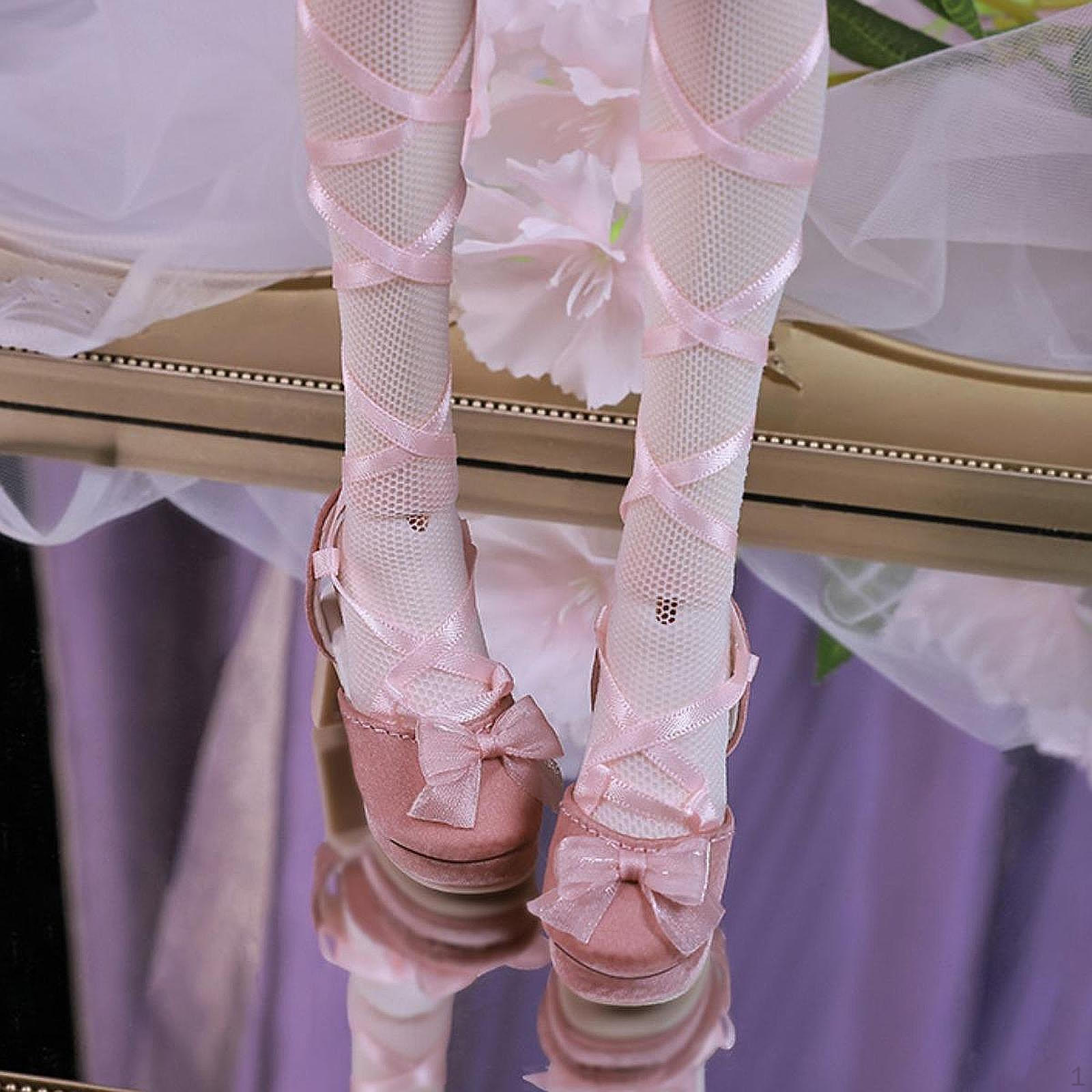 

1/4 BJD Фигурка Обувь Каблуки Аксессуары для кукол,Кукольное платье,Крепкая,Мини,Шнуровка розовый