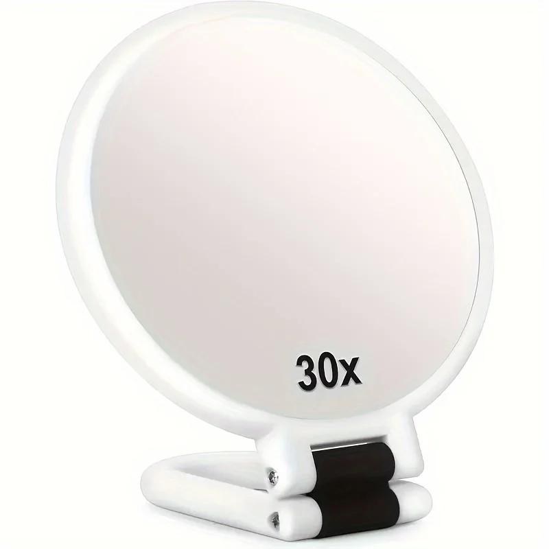 360 Rotatable Dual Sided Makeup Mirror 1X and 30X Magnification Portable Travel Mirror No Battery Black Gold Frame Design