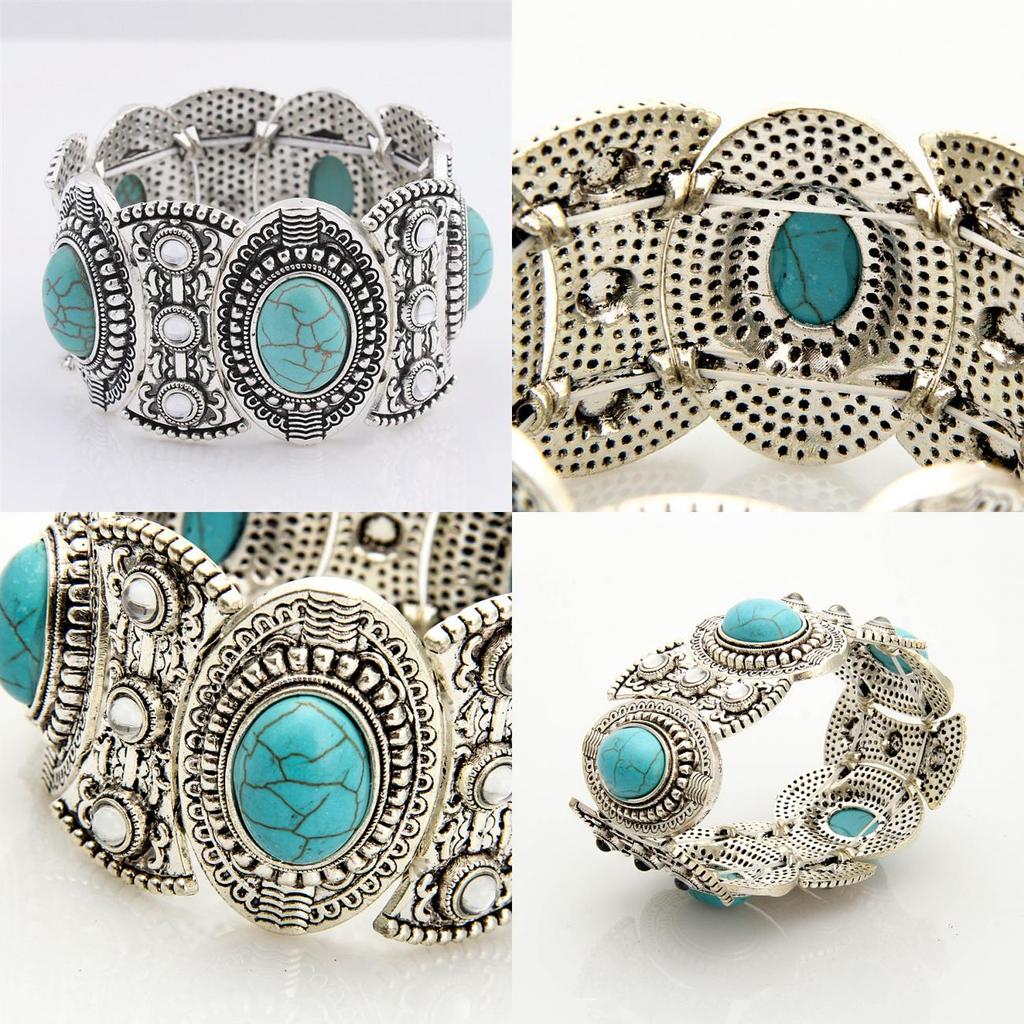 Bohemian Turquoise Bracelets Jewelry With Geometric Pattern For Women