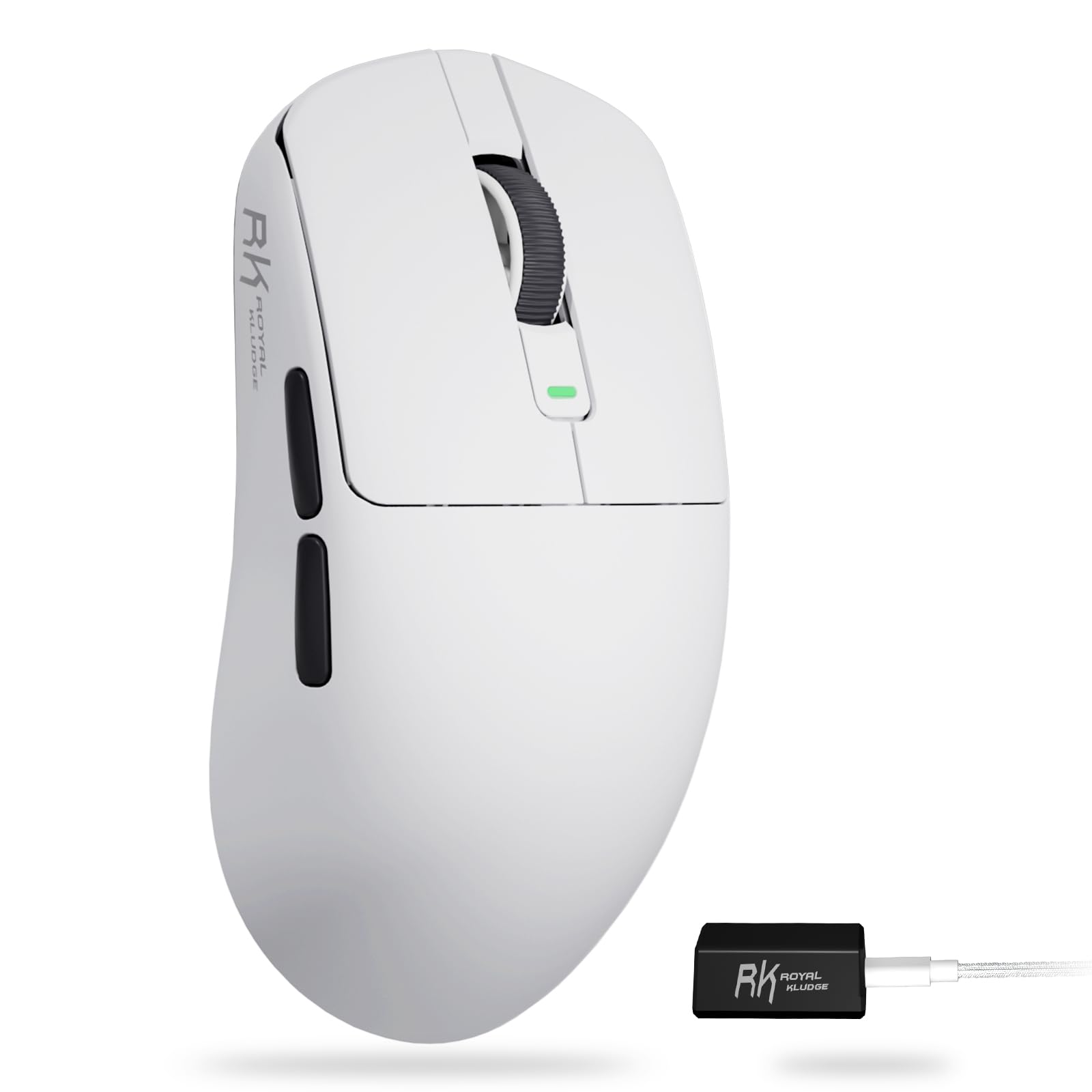

RK ROYAL KLUDGE RK M3 Wireless Gaming PAW3950 Optical 8000Hz Polling 5 Customizable White Mouse, Rechargeable, Sensor, Bluetooth/2.4GHz/USB-C, білий